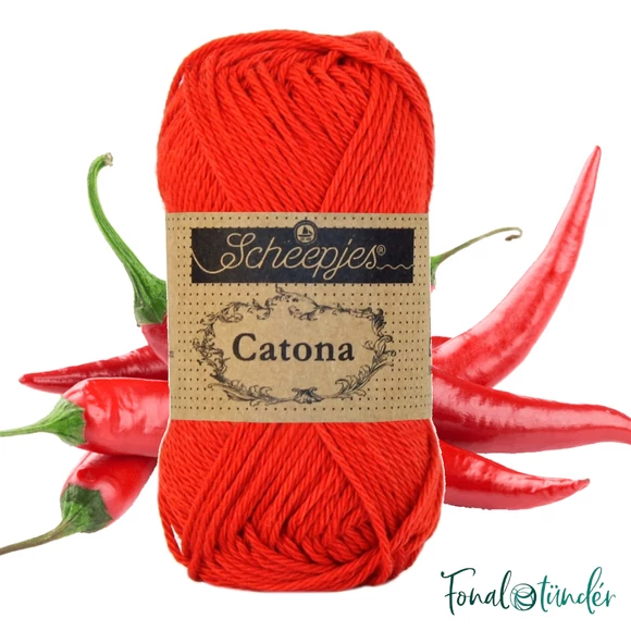 Scheepjes Catona 115 Hot Red - tűzpiros -pamut fonal  - cotton yarn