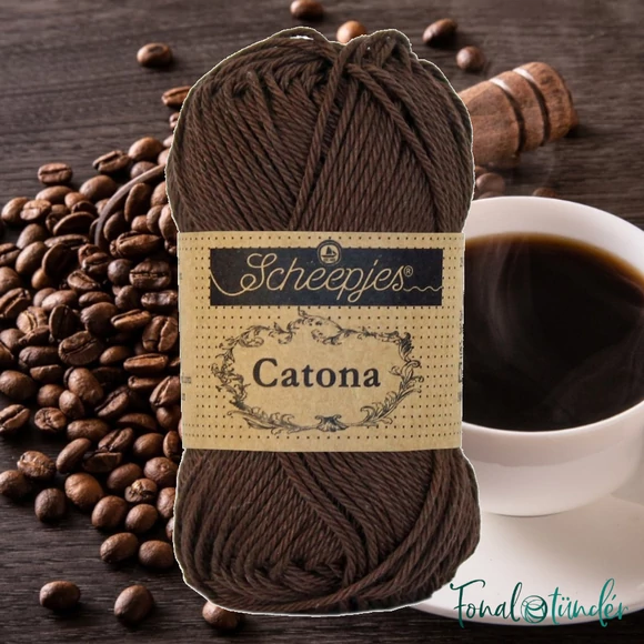 Scheepjes Catona 162 Black Coffee - brown - barna - pamut fonal  - cotton yarn