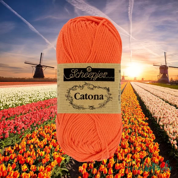 Scheepjes Catona 189 Royal orange  - pamut fonal  - cotton yarn
