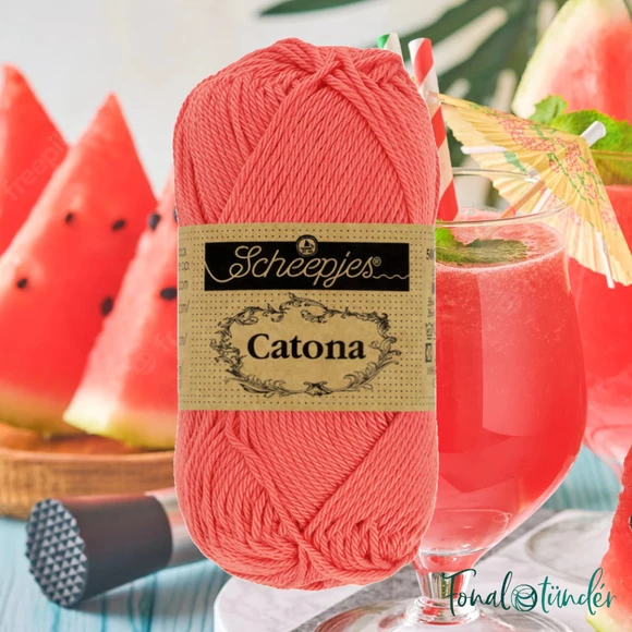 Scheepjes Catona 252 Watermelon - dinnyepiros -pamut fonal  - cotton yarn