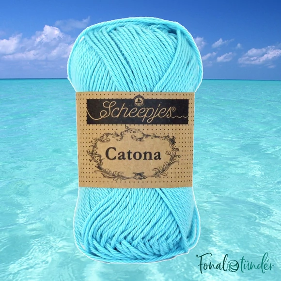Scheepjes Catona 397 Cyan - blue - kék - pamut fonal  - cotton yarn