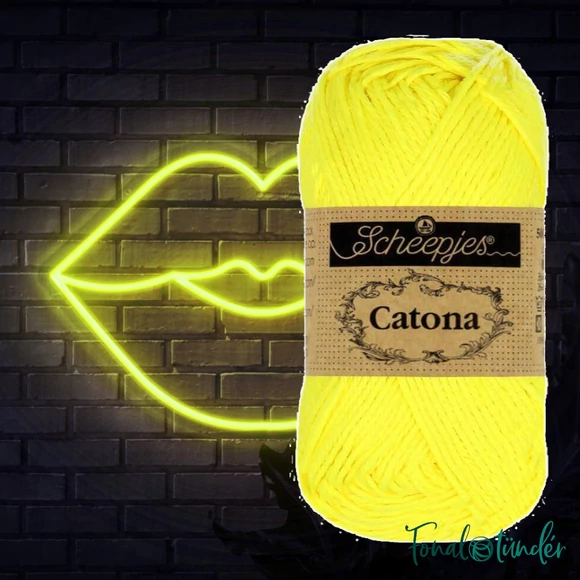 Scheepjes Catona 601 Neon Yellow - neonsárga - pamut fonal  - cotton yarn