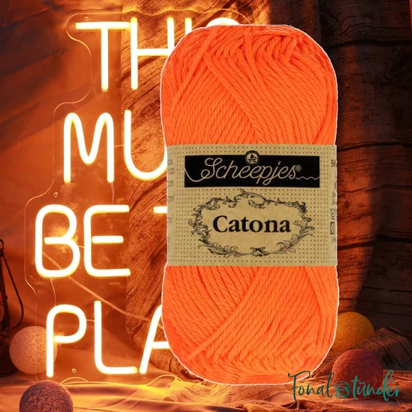 Scheepjes Catona 603 Neon Orange  - narancssárga pamut fonal  - cotton yarn