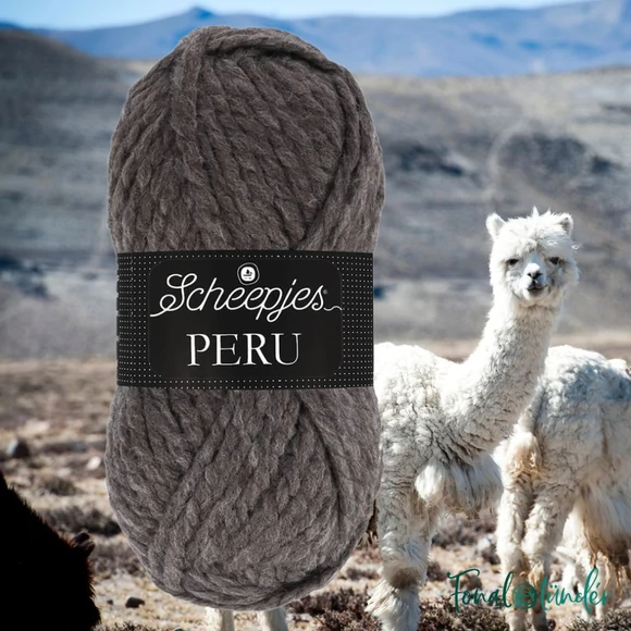 Scheepjes Peru 030 - szürkésbarna alpaca fonal - brown alpaca wool yarn blend