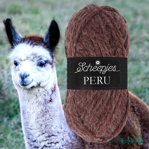 Scheepjes Peru 040 - vöröses barna alpaca fonal - brown alpaca wool yarn blend