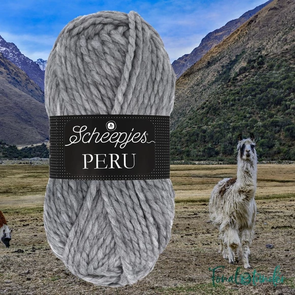 Scheepjes Peru 060 - szürke alpaca fonal - gray alpaca wool yarn blend