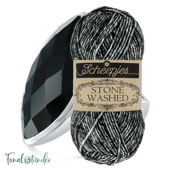 Scheepjes Stone Washed 803 - Black Onyx - pamut fonal - cotton yarn