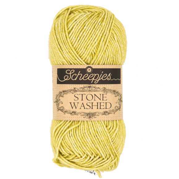 Scheepjes Stone Washed 812 Lemon Quartz - citromzöld pamut fonal - green cotton yarn