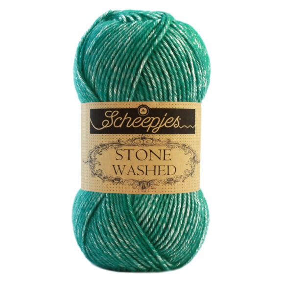 Scheepjes Stone Washed 825 Malachite - zöld pamut fonal - green cotton yarn