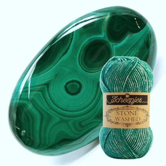 Scheepjes Stone Washed 825 Malachite - zöld pamut fonal - green cotton yarn