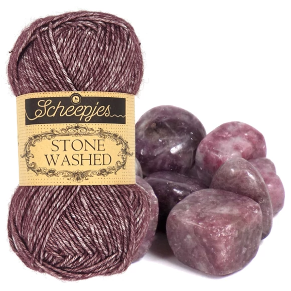 Scheepjes Stone Washed 830 Lepidolite - lila pamut fonal - purple cotton yarn