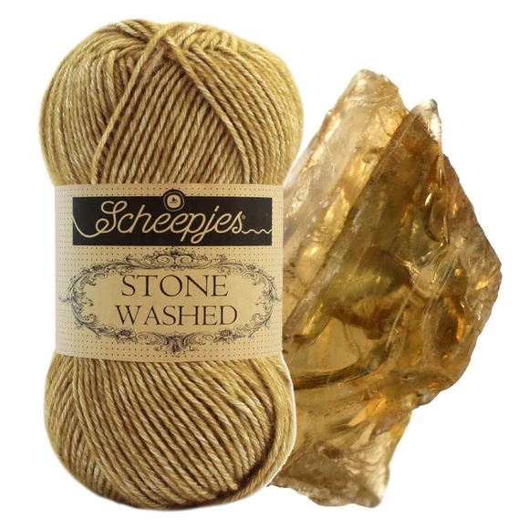 Scheepjes Stone Washed 832 Enstatite - aranybarna pamut-akril fonal - golden brown cotton based yarn