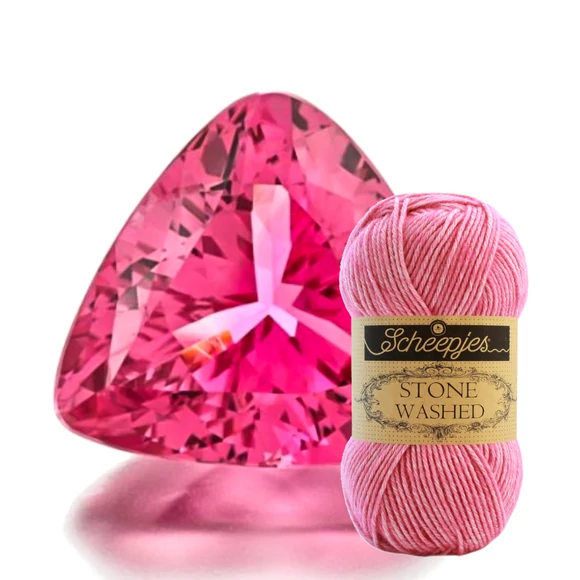 Scheepjes Stone Washed 836 Tourmaline - rózsaszín pamut fonal - pink cotton yarn