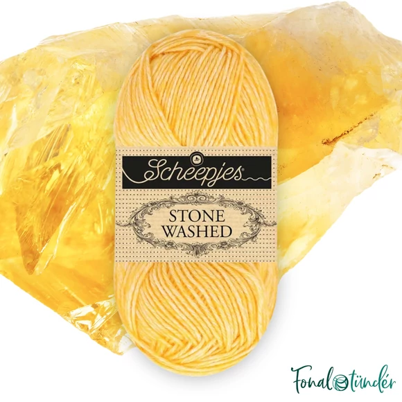 Scheepjes Stone Washed 838 Orpiment - élénk sárga pamut fonal - yellow cotton yarn