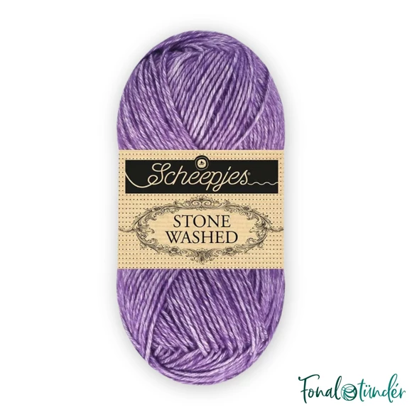 Scheepjes Stone Washed 840 Rich Charoite - lila pamut fonal - purple yarn