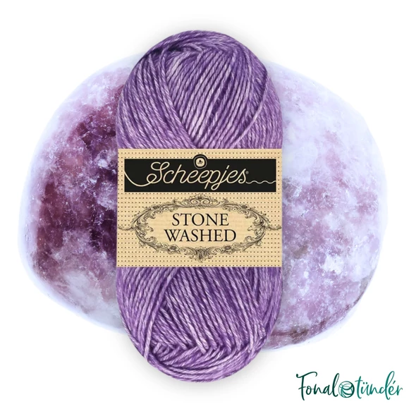 Scheepjes Stone Washed 840 Rich Charoite - lila pamut fonal - purple yarn