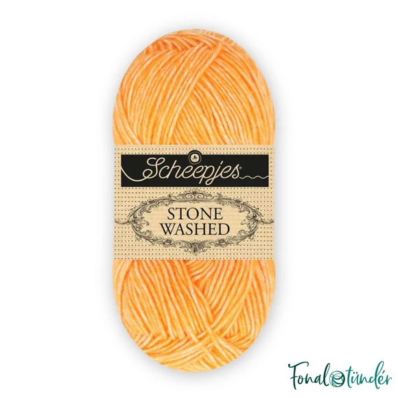 Scheepjes Stone Washed 842 Orange Calcite - élénk sárga pamut fonal - yellow cotton yarn