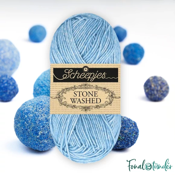 Scheepjes Stone Washed 845 Royal Azurite - kék pamut fonal - blue yarn