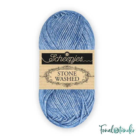 Scheepjes Stone Washed 846 Lazurite - kék pamut fonal - blue yarn