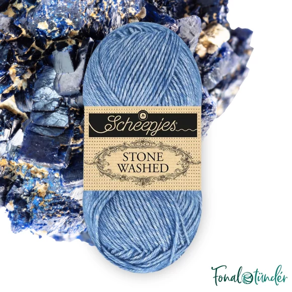 Scheepjes Stone Washed 846 Lazurite - kék pamut fonal - blue yarn