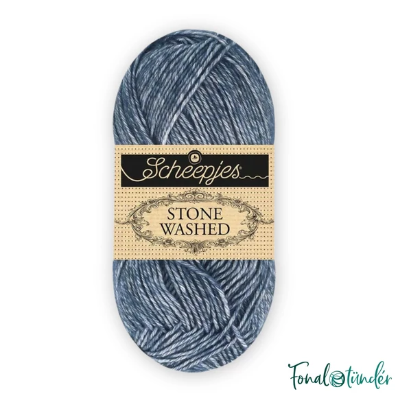 Scheepjes Stone Washed 847 Sodalite - mélykék pamut fonal - dark blue yarn
