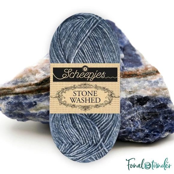 Scheepjes Stone Washed 847 Sodalite - mélykék pamut fonal - dark blue yarn