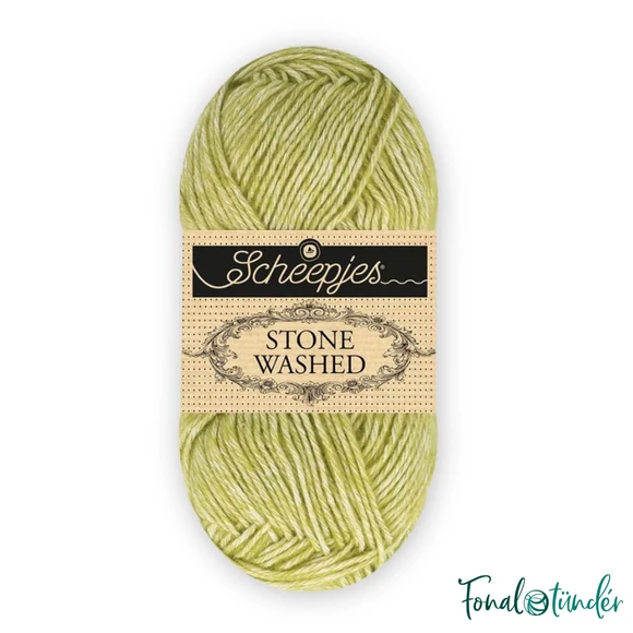 Scheepjes Stone Washed 850 Prehnite - zöld pamut fonal - green yarn
