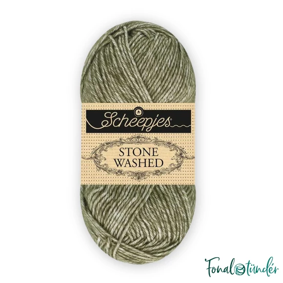 Scheepjes Stone Washed 851 Chlorite Green - zöld pamut fonal - green yarn