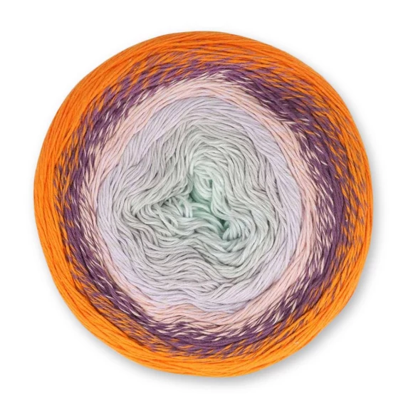 Scheepjes Cotton Whirl 710 Clementine Cloud - színátmenetes fonal - yarn cake