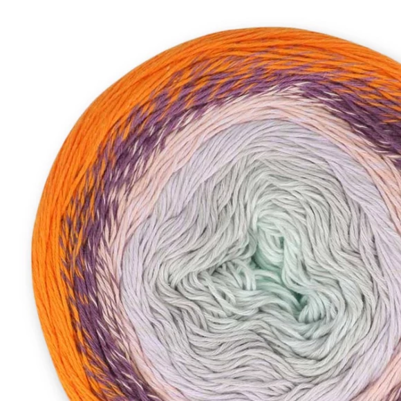 Scheepjes Cotton Whirl 710 Clementine Cloud - színátmenetes fonal - yarn cake