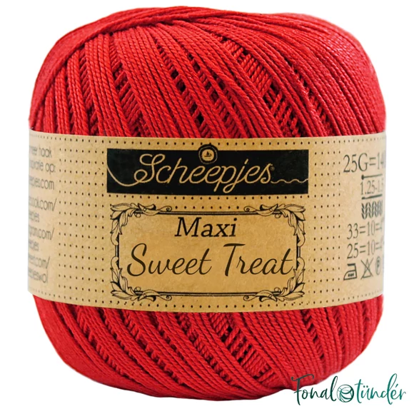 Scheepjes Maxi Sweet Treat 115 Hot Red - tűzpiros pamut fonal  - red cotton yarn