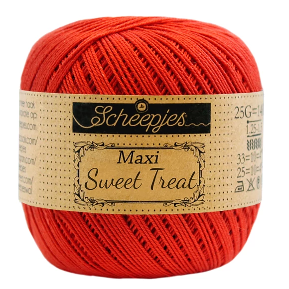 Scheepjes Maxi Sweet Treat 390 Poppy Rose - pipacs piros pamut fonal  - red cotton yarn