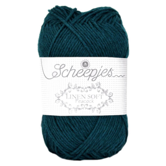 Scheepjes Linen Soft 607 - deep greenish-blue - sötét zöldes-kék len keverék fonal - yarn blend