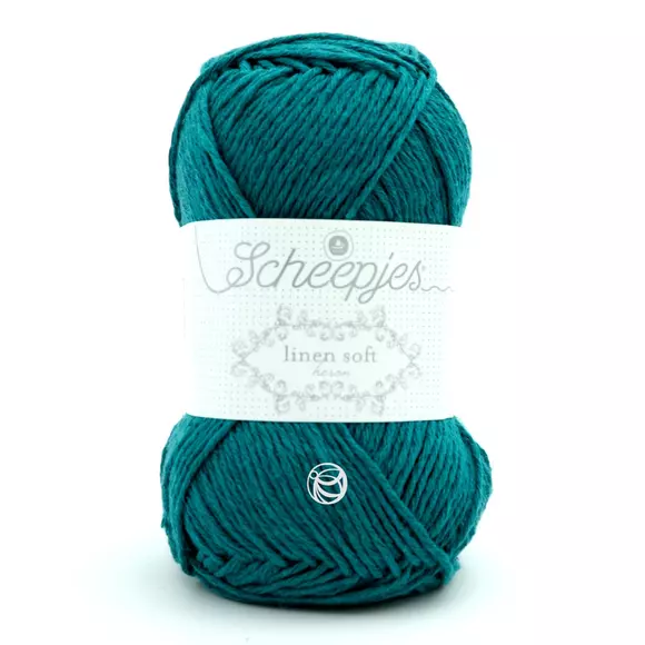 Scheepjes Linen Soft 608 turquoise - türkiz len keverék fonal - yarn blend