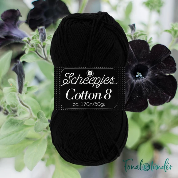 Scheepjes Cotton8 515 Black - koromfekete pamut fonal  - cotton yarn
