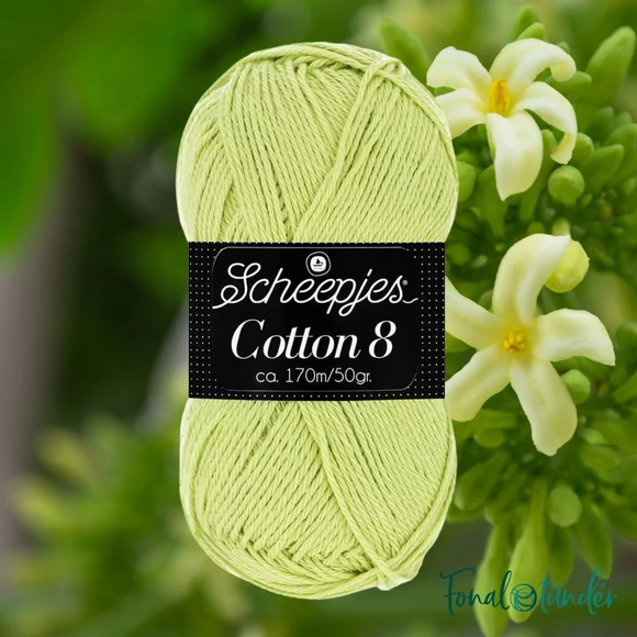 Scheepjes Cotton8 642 yellow - zöldes sárga pamut fonal  - cotton yarn