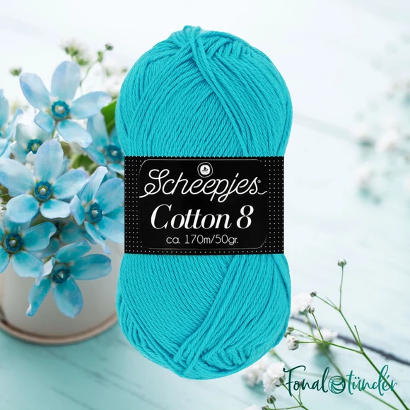 Scheepjes Cotton8 712 vivid light blue - világoskék pamut fonal  - cotton yarn