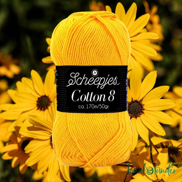 Scheepjes Cotton8 714 vivid yellow - élénk sárga pamut fonal  - cotton yarn