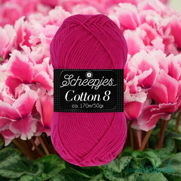 Scheepjes Cotton8 720 Cyclamen - ciklámen lila pamut fonal  - cotton yarn