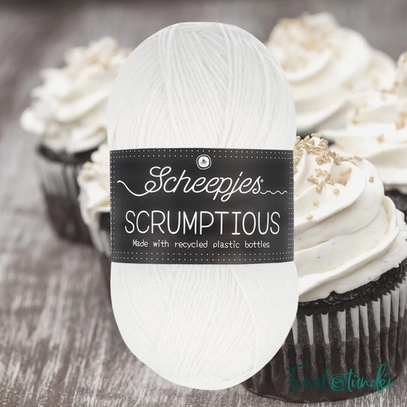 Scheepjes Scrumptious 302 Buttercream Icing - fehér öko akril fonal - recycled acrylic yarn blend