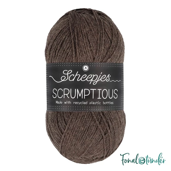 Scheepjes Scrumptious 304 Chocolate Ganache - barna öko akril fonal - recycled acrylic yarn blend