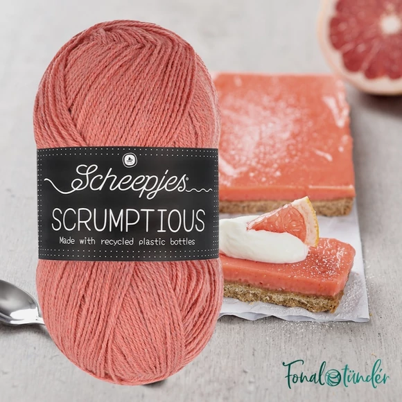 Scheepjes Scrumptious  308 Grapefruit Curd Tart - narancssárga öko akril fonal - recycled pink-orange acrylic yarn blend