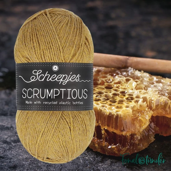 Scheepjes Scrumptious 310 Honeycomb Crunch - mézsárga öko akril fonal - recycled yellow acrylic yarn blend