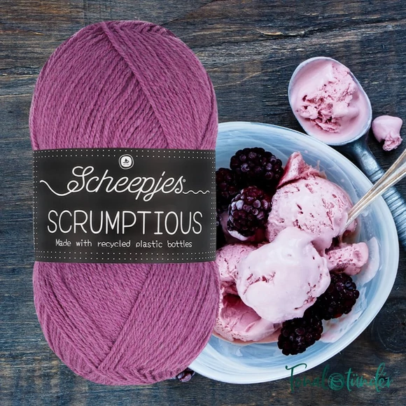 Scheepjes Scrumptious 312 Blackberry Honey Gelato - szederlila öko akril fonal - recycled pink acrylic yarn blend