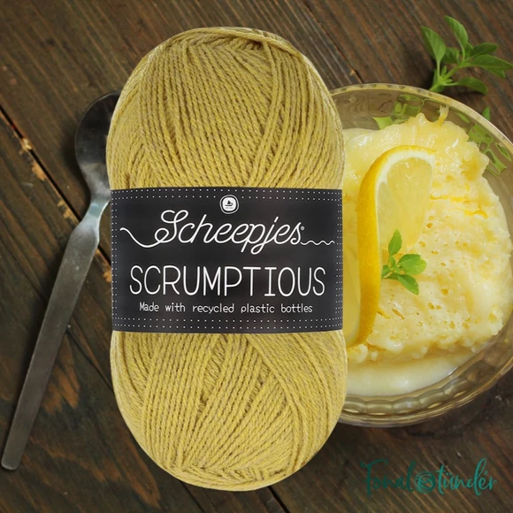 Scheepjes Scrumptious 315 Citrus Rice Pudding - sárga öko akril fonal - recycled yellow acrylic yarn blend