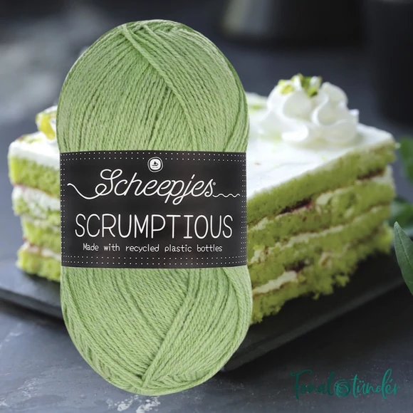 Scheepjes Scrumptious 318 Pistachio Bundt Cake - pisztácia zöld öko akril fonal - recycled green acrylic yarn blend