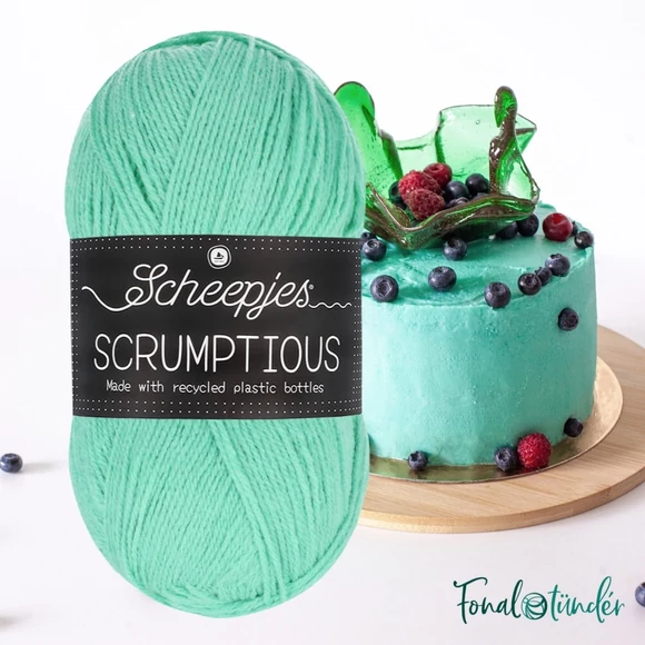 Scheepjes Scrumptious 340 Mint Whoopie Pie - mentazöld öko akril fonal - recycled vivid green acrylic yarn blend