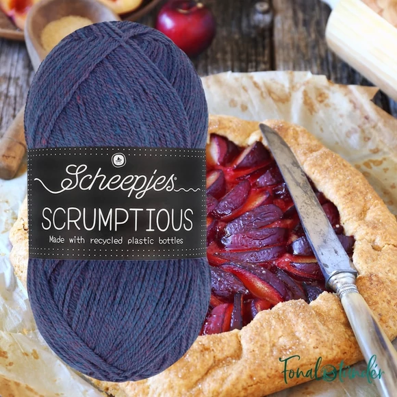 Scheepjes Scrumptious 351 Blackberry Plum Galette - liláskék öko akril fonal - recycled blue acrylic yarn blend