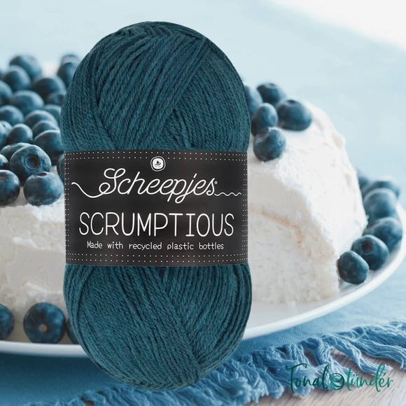 Scheepjes Scrumptious 354 Forest Fruit Pound Cake - türkizes kék öko akril fonal - recycled blue acrylic yarn blend