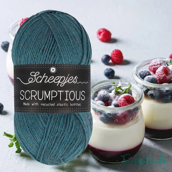 Scheepjes Scrumptious 357 Fresh Berries Panna Cotta - sötétkék öko akril fonal - recycled blue acrylic yarn blend